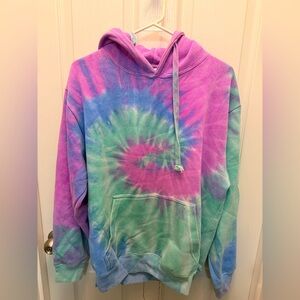 Tie-Dye Spiral Hoodie in Pink, Purple & Green